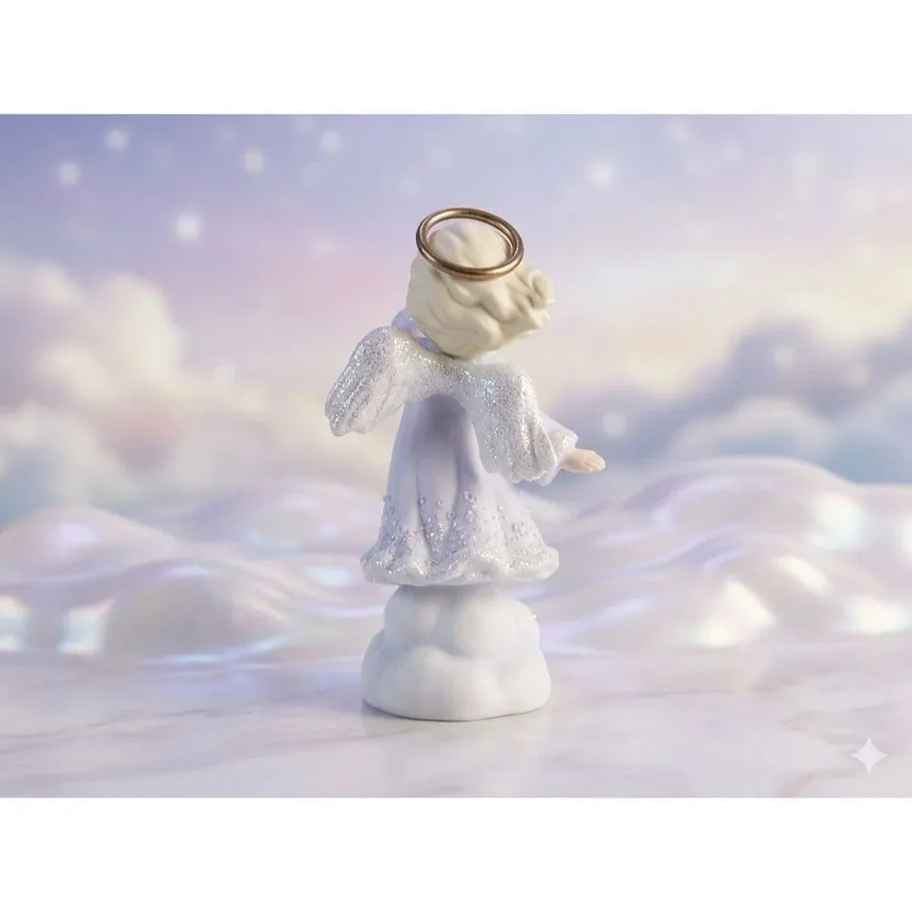 Enesco Heavenly Kingdom 1994 Porcelain Angel with Trumpet Shimmer Stone Star